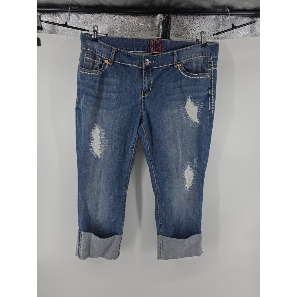 Torrid Distressed Cuffed Capri Crop Jeans Blue Plus Size Size 18 - Picture 4 of 11